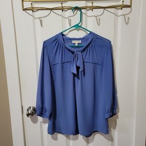Blue faith and joy pussybow blouse chiffon medium